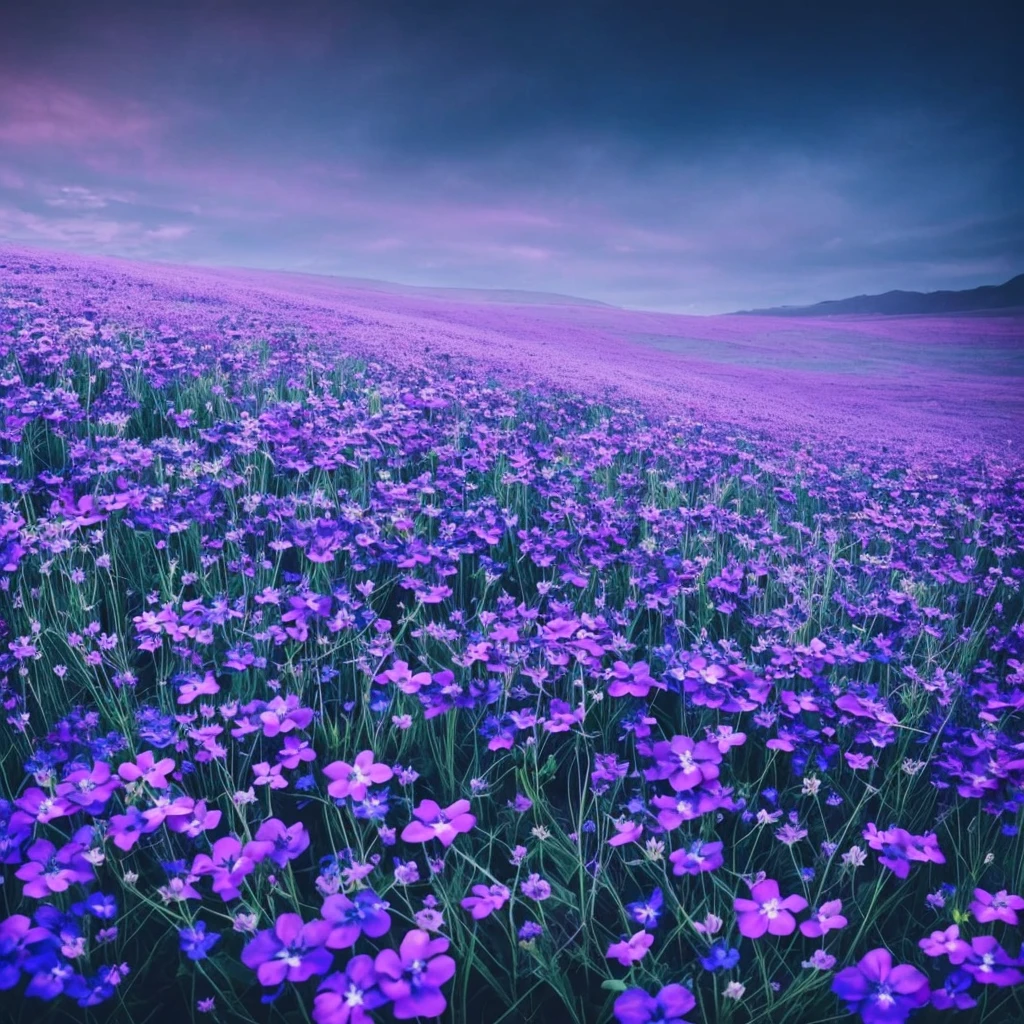 purple flowers in the dark, a macro photograph inspired by Elsa Bleda, tumblr, romanticism, dark purple blue tones, blue and purple, vibrant but dreary blue, purple and blue, dark flowers, blue and violet, night sky full of flowers, blue flowers, moody beautiful colors, blue flowers bloomed all over, blue and purple plants