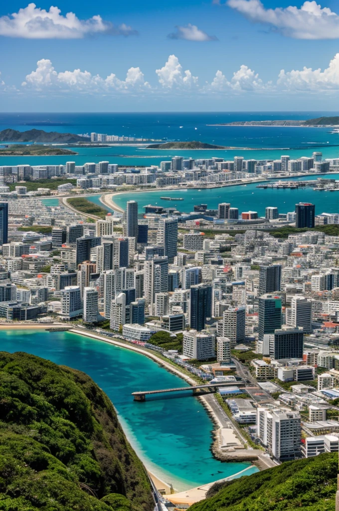 Panoramic of a city in Okinawa