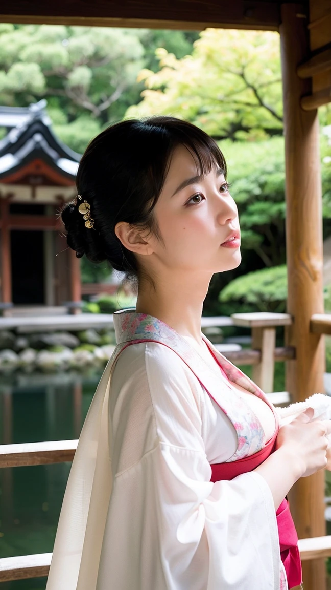 Japan,kimono美女,kimono,Japanese style,White skin woman 1:2,Beautiful nape,Modest breasts,Beautiful white skin,Looking straight ahead,Adult women,shrine,cleaningをしている,cleaning,Real,