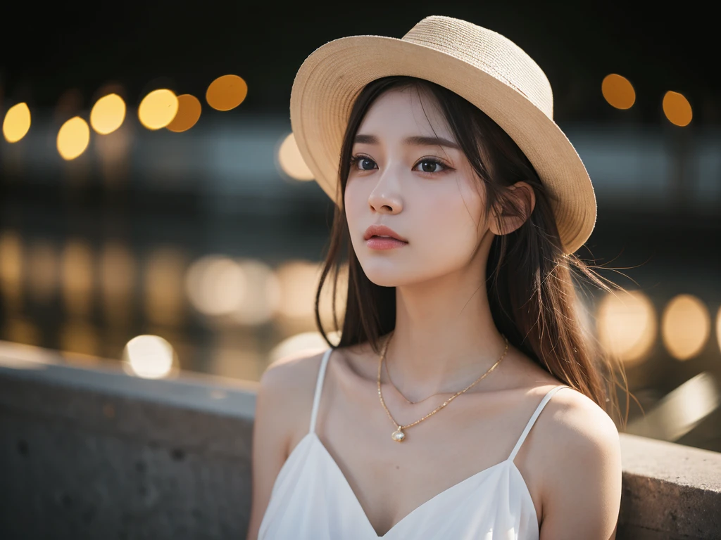 最high quality, masterpiece, there is nothing, One Girl, China dress, hat, necklace, jewelry, Beautiful Face, On top of that_body, Tyndall effect, Realistic, Dark studio, Rim Light, Two-tone lighting, (High resolutionの肌: 1.2), 8k uhd, Digital SLR, Soft lighting, high quality, Volumetric lighting, Frank, photograph, High resolution, 4K, 8k, Bokeh,