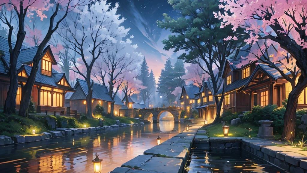 At dusk, In the heart of the ancient forest, Trees that are hundreds of years old々between、The city of elves stands tall like a jewel. thats slender towers and delicate domes are sculpted in harmony with the surrounding nature, Blends organically with the surrounding leaves and branches. The building is made of natural materials, Like carved wood and grey stone, Decorated with intricate carvings and elven folk motifs.

As the sun sinks over the distant horizon, Paint the sky orange, pink and violet, The calm waters of the river that meanders slowly through the city、The last golden light is reflected。. thats crystal clear waters mirror the celestial spectacle, Turning the river into a liquid mirror、Reflecting the fleeting beauty of twilight.

In a narrow place, The winding streets of Elven Town, Residents move around with grace and elegance, Her richly decorated clothes are woven from natural fibers and luminous silk.. Blown glass lanterns emit a gentle light, Lighting up the cobblestone road、Highlights the intricate details of Elven architecture.

In the air、Hanging gardens and lush terraces are filled with the sweet scents of wild flowers and aromatic herbs.。. soft, Fantastic music floats in the air, Create a heavenly soundtrack to match the spectacle of a serene river sunset.

that&#39;A time of peace and tranquility in the elven town, Time passes slowly、Where the magic of nature is revealed in all its grandeur. that is a place where the bonds between elves and the land are deep and unbreakable., Where the beauty of wildlife and civilisation blend in perfect symbiosis.