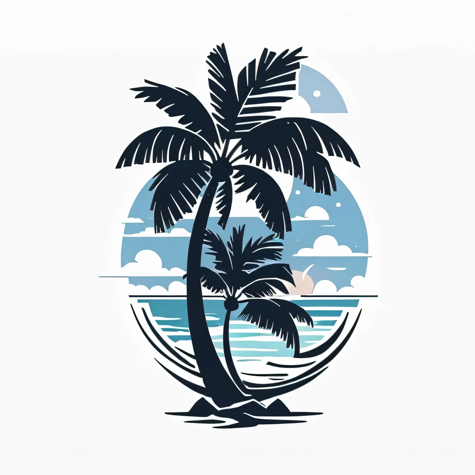 sea, coconut tree, logo