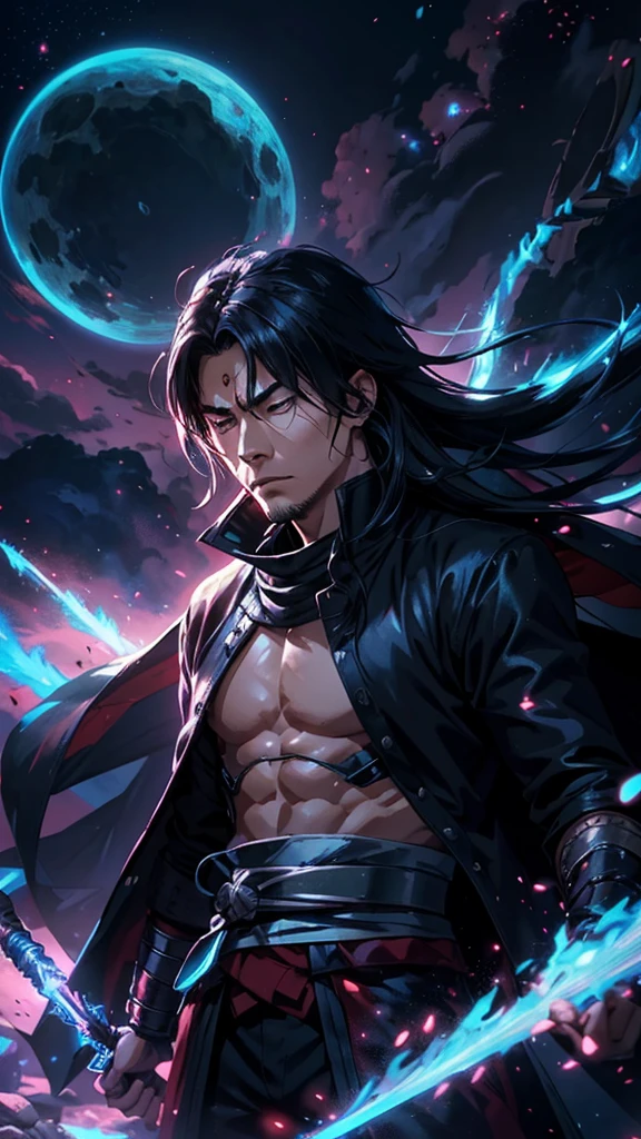 Create the most stunning and highly detailed image of a fictional anime/manga character with high-quality martial arts in manhwa style. The character should embody the personality of Musashi Miyamoto from "Vagabond" and have the appearance of Shiryu from "Saint Seiya."
Details:
- The character is meditating with a fierce expression.
- He is an ancient warrior who has lived for thousands of years but still appears young.
- He resides in ancient times, but his features are modern.
- He is alone on a mountain in a fantastical world that has been destroyed.
- He has stylish clothing and hair, is tough and blind with his eyes closed.
- He bears a scar over his eye like Kakashi Hatake from "Naruto."
- He holds a sword that can cut through space-time, preparing for a war against his greatest enemy, a dragon currently tearing through the fabric of space-time to reach him from another dimension.
- He exudes extraordinary energy and has long hair that glows in the sunlight, with colors similar to Kaiser's hair from "Blue Lock."
- The image must be extremely detailed, in 4K resolution and 60 FPS quality, and suitable for use as a profile picture on social media platforms such as WhatsApp, Instagram, TikTok, and Facebook, optimized for display on any brand of mobile phone. Ensure the size meets the specific requirements of these major social media platforms.
- Remember that he is blind and therefore has his eyes closed.
- He is alone, contemplating how to defeat the universal black dragon.
- Additionally, his master is secretly aiding him, hiding him from the universal black dragon.
Create the definitive artwork where the protagonist uses his remaining power, combined with the dragon's energy, to travel back in time and bring everyone back to life. Show the moment of success, where only a few remember what happened. Afterward, depict him returning to isolation with his master, diligently cultivating his power for years, meditating with an aura emanating from his body.
End!