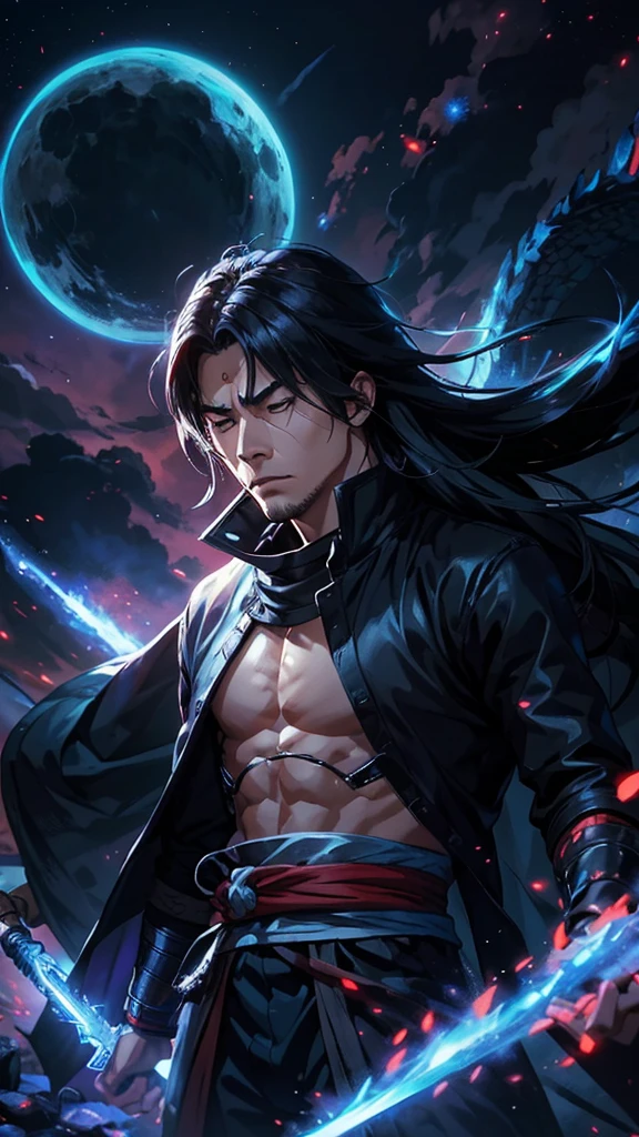 Create the most stunning and highly detailed image of a fictional anime/manga character with high-quality martial arts in manhwa style. The character should embody the personality of Musashi Miyamoto from "Vagabond" and have the appearance of Shiryu from "Saint Seiya."
Details:
- The character is meditating with a fierce expression.
- He is an ancient warrior who has lived for thousands of years but still appears young.
- He resides in ancient times, but his features are modern.
- He is alone on a mountain in a fantastical world that has been destroyed.
- He has stylish clothing and hair, is tough and blind with his eyes closed.
- He bears a scar over his eye like Kakashi Hatake from "Naruto."
- He holds a sword that can cut through space-time, preparing for a war against his greatest enemy, a dragon currently tearing through the fabric of space-time to reach him from another dimension.
- He exudes extraordinary energy and has long hair that glows in the sunlight, with colors similar to Kaiser's hair from "Blue Lock."
- The image must be extremely detailed, in 4K resolution and 60 FPS quality, and suitable for use as a profile picture on social media platforms such as WhatsApp, Instagram, TikTok, and Facebook, optimized for display on any brand of mobile phone. Ensure the size meets the specific requirements of these major social media platforms.
- Remember that he is blind and therefore has his eyes closed.
- He is alone, contemplating how to defeat the universal black dragon.
- Additionally, his master is secretly aiding him, hiding him from the universal black dragon.
Create the definitive artwork where the protagonist uses his remaining power, combined with the dragon's energy, to travel back in time and bring everyone back to life. Show the moment of success, where only a few remember what happened. Afterward, depict him returning to isolation with his master, diligently cultivating his power for years, meditating with an aura emanating from his body.
End!