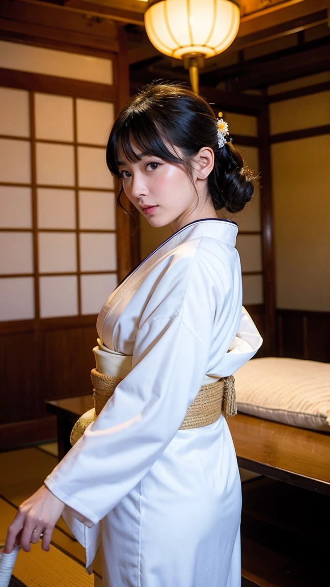 Japan,kimono美女,kimono,Japanese style,White skin woman 1:2,Beautiful white skin,Looking straight ahead,Adult women,shrine,cleaningをしている,cleaning,Real,Japan人,Lying,futonの上,futon,Alluring