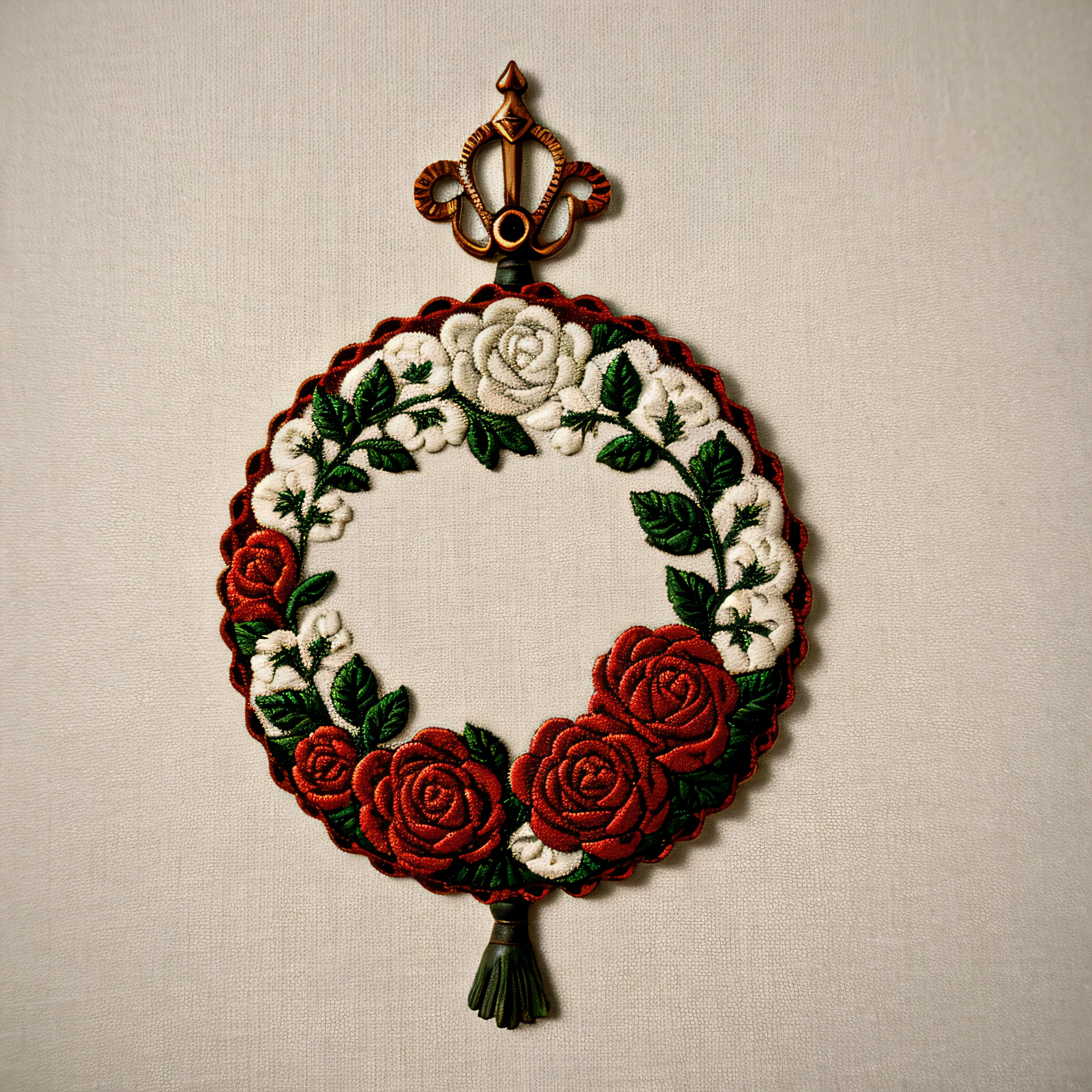 Vintage Russian Rosette with Folk Art Motifs white background