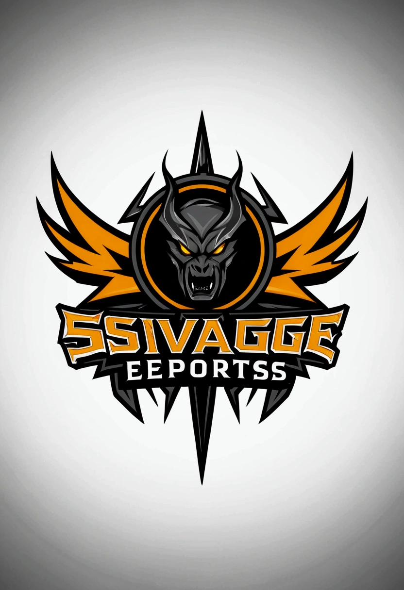 Create a logo with the title of Savage Esports where the font type is lightning bolts and demon eyes