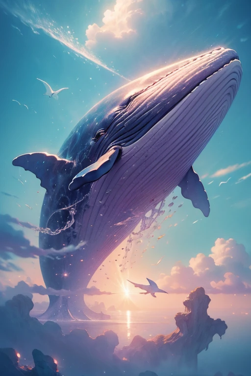  giant flying whale in the sky, realistic fantasy photography, fantasy photography, matte painting ”, matte painting”, breathtaking fantasy art, photomanipulation, flying whale, surrealistic digital artwork, flying whales, realistic fantasy illustration, majestic matte painting, surreal and fantasy art, beautiful digital artwork, photo manipulation, 3 d render and matte painting