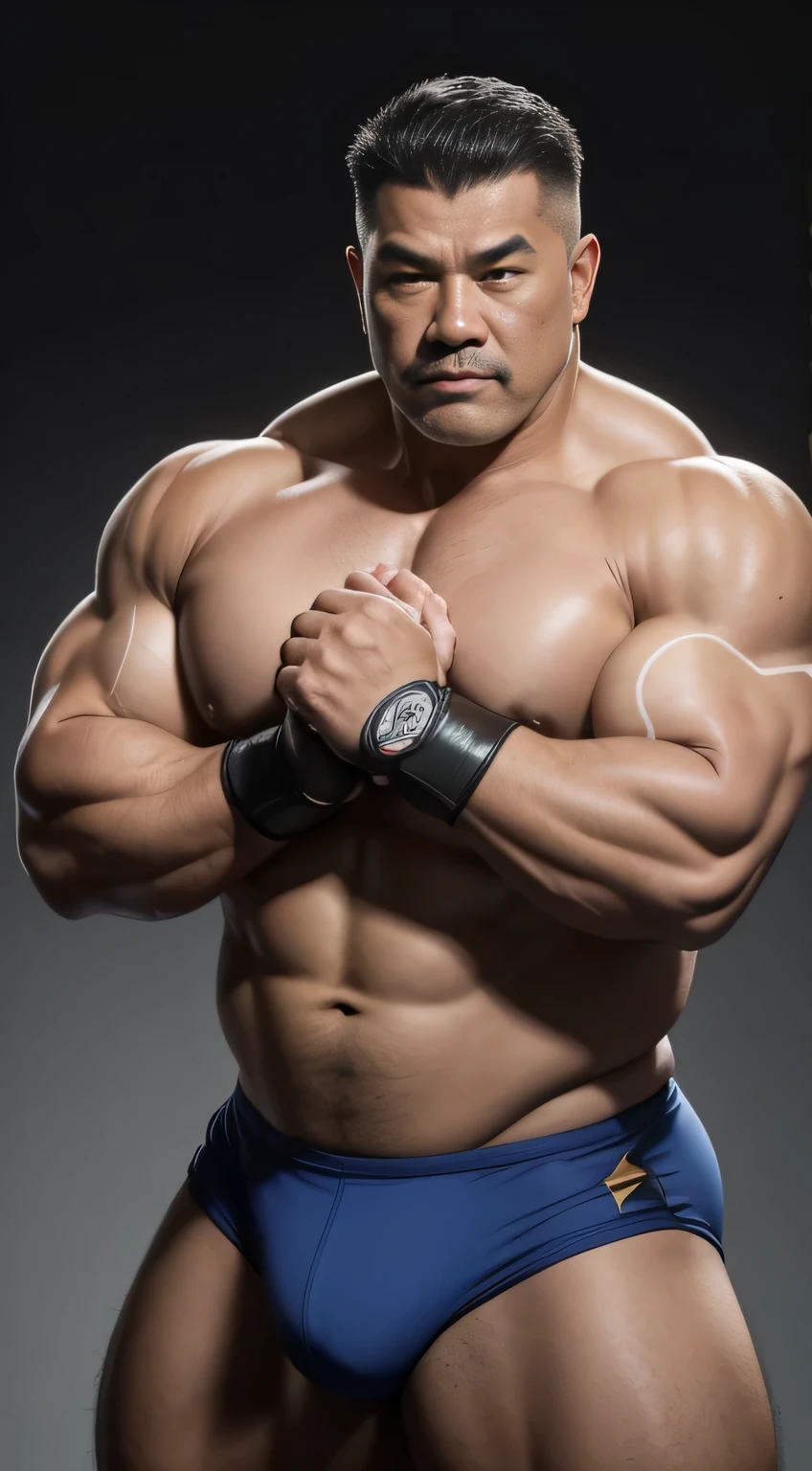 Middle age,the only person,male people,Muscle wrestler,musculous,Stout wrestler,Asian people,Uncleiddle age 60,Short hair details,Short hair details,Wrestling Bootle Mannequin,Panorama characters,WWE ring,WWE American professional wrestling,spotlight lights,cellshading,imagining,briefly,age 55,short mustache,Middle age,tattoo iingerless gloves,Wheat-colored skin,oilly skin,Dark skin,Show off your chest muscles,Sumo wrestler,body builder,Wide sideburns,Pronounced abs,ssmile,kouzi lake,White hair,(Full body like:3),Hands are very thin,solid color backdrop,with a pure white background