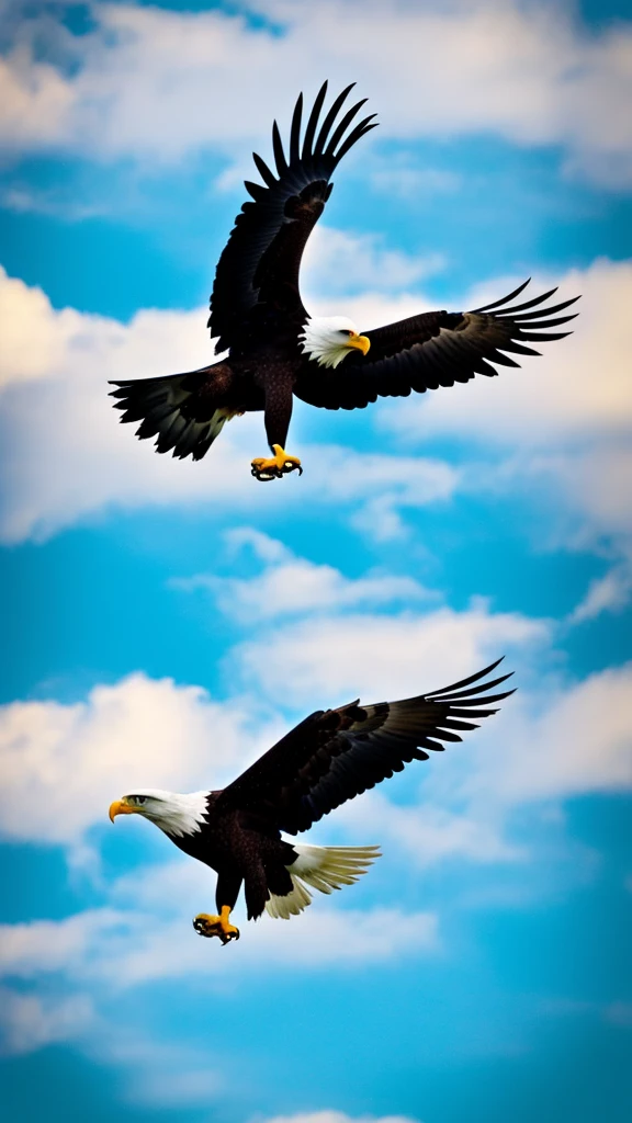An eagle with human body. Playing soccer above the sky.