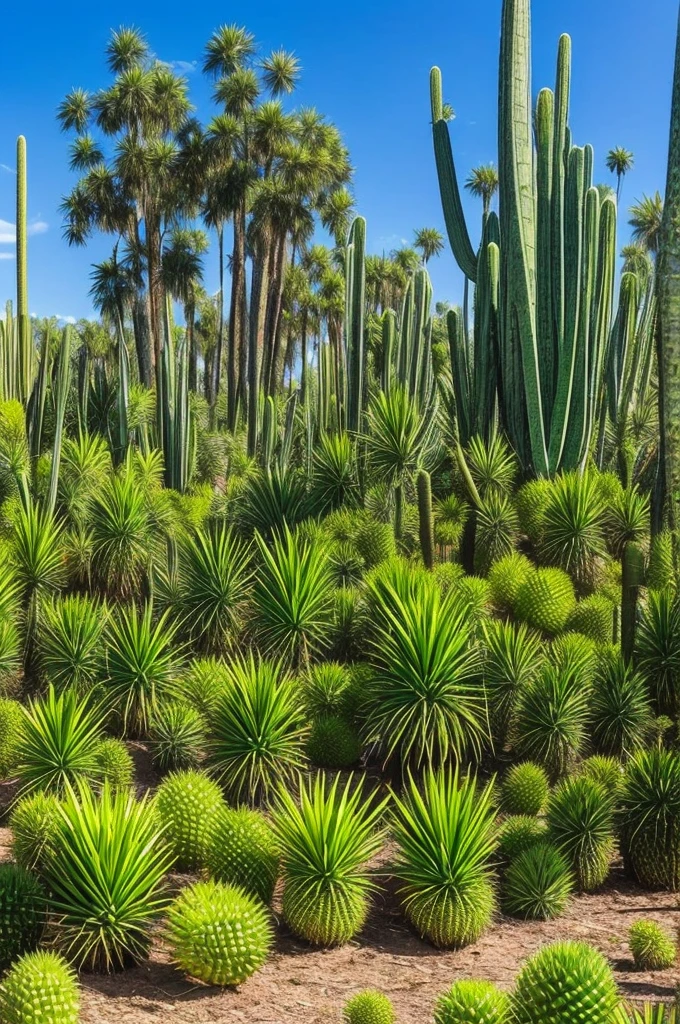 there is a very tall plant with many green leaves, a screenshot by Federico Zuccari, flickr, hurufiyya, flowering pineapples, made of cactus spines, huge spines, strange vegetation, cabbage trees, vicious snapping alligator plant, lots of weird alien plants, deadly alien plants, large exotic flowers, exotic alien flora, alien plant