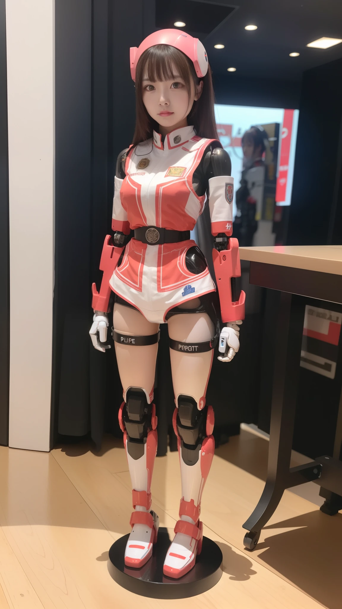 one robot woman, hyperdetailed face, Super well-formed face, armored robot, Police, robot, perfect-female-robot, perfect-mechanical-body