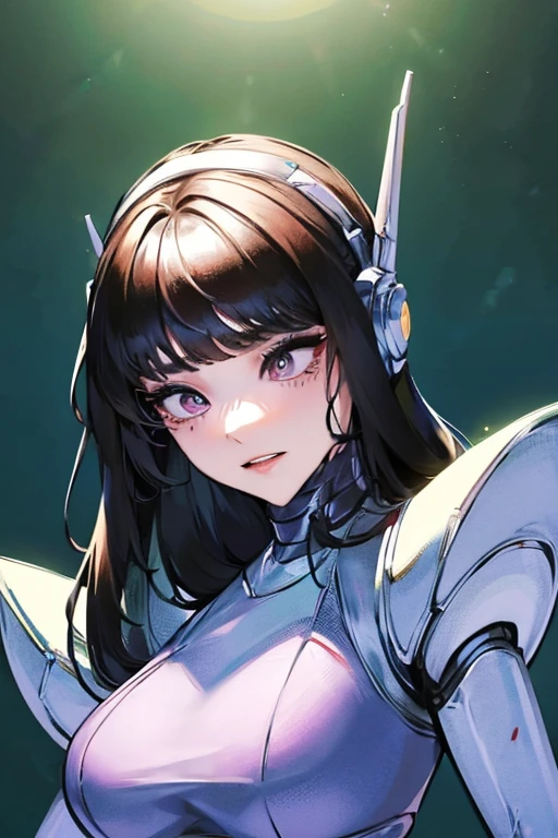 empty eyes,robotized woman ,big bust,Robot Joint ,Metal skin