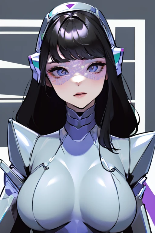 empty eyes,robotized woman ,big bust,Robot Joint ,Metal skin