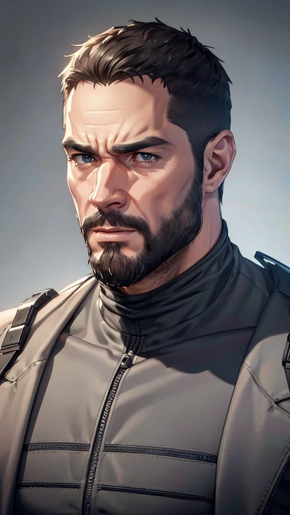 muscular mature man in his 40s, tight suit, realistic beard, extremely detailed face, detailed eyes, detailed nose, detailed lips, chiseled jawline, strong muscles, cinematic lighting, photorealistic, masterpiece, high quality, 8k, hyper detailed