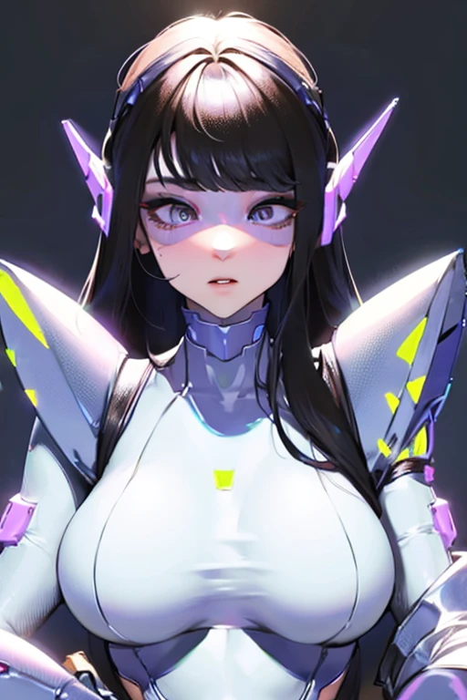 empty eyes,robotized woman ,big bust,Robot Joint ,Metal skin