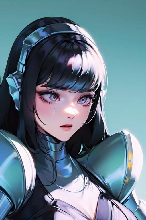 empty eyes,robotized woman ,big bust,Robot Joint ,Metal skin