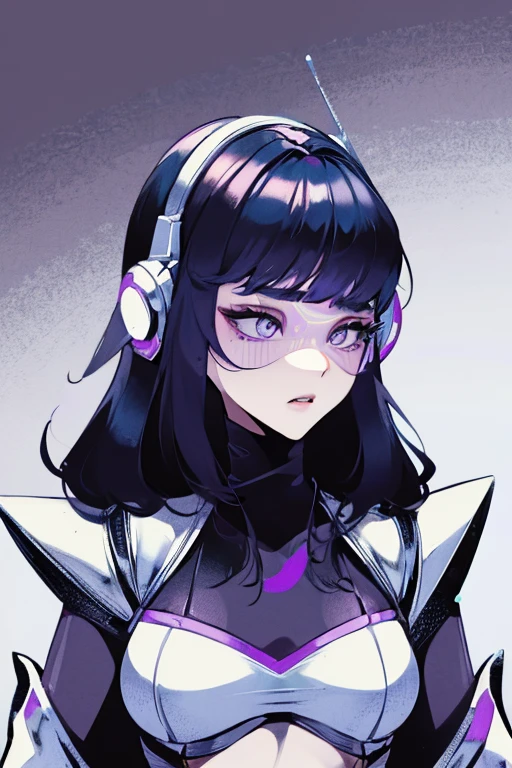 empty eyes,robotized woman ,big bust,Robot Joint ,Metal skin