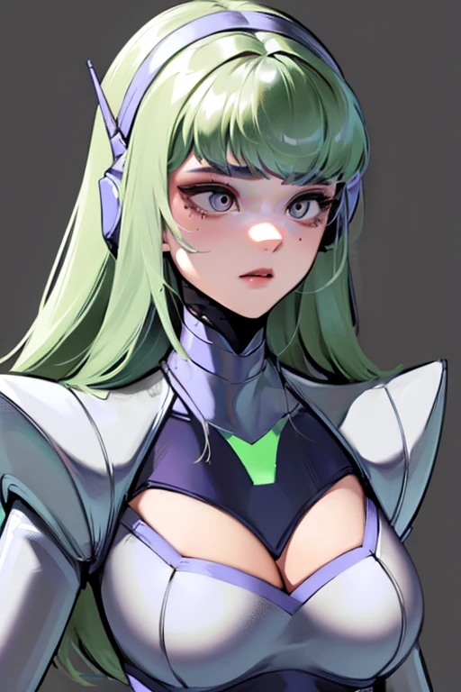 empty eyes,robotized woman ,big bust,Robot Joint ,Metal skin