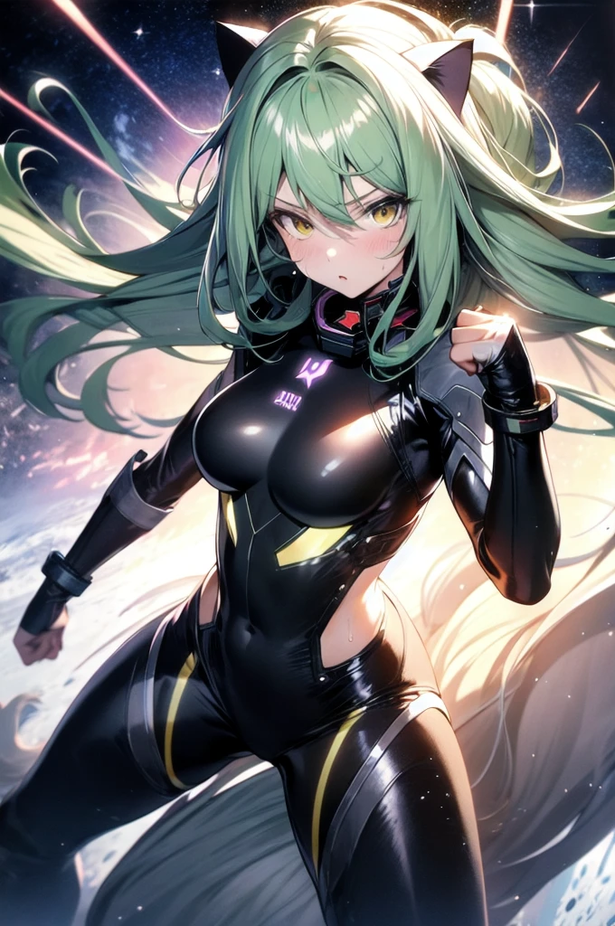 ((Sailor Neptune Fallen to Evil。female solo。Transparent brown body stocking wrap around the whole body。all-inclusive tights :1.1))。babydoll。Black latex long gloves and boots。Aqua-colored hair。Wavy medium hair。Ecstasy expression。Smile。hands on crotch。Nipple less hearts。chastity belt。hightquality。on the bed。