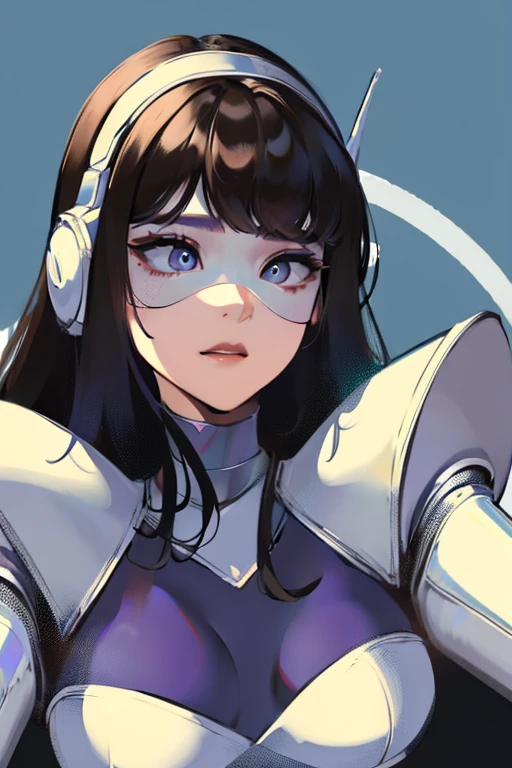 empty eyes,robotized woman ,big bust,Robot Joint ,Metal skin