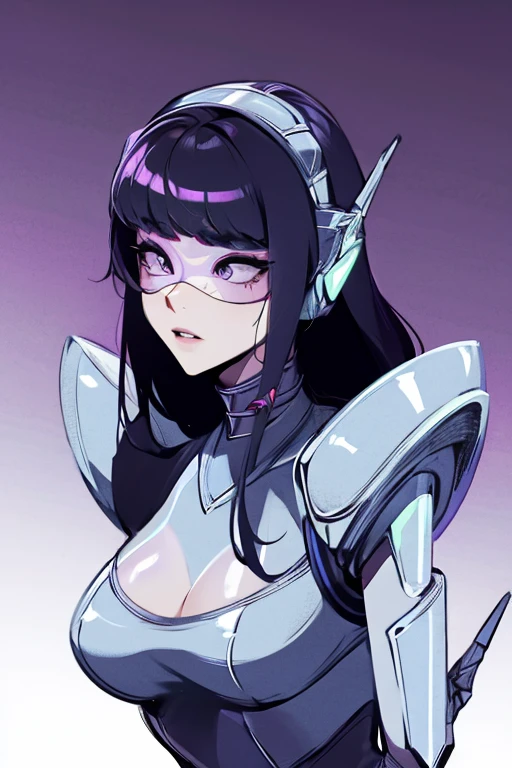 empty eyes,robotized woman ,big bust,Robot Joint ,Metal skin