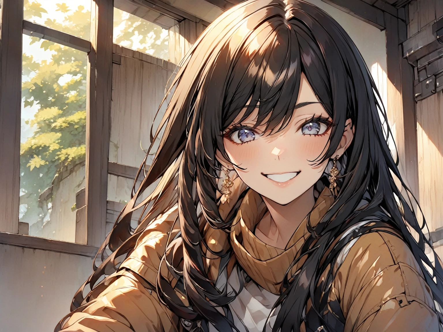 Long Hair Black Hair smile