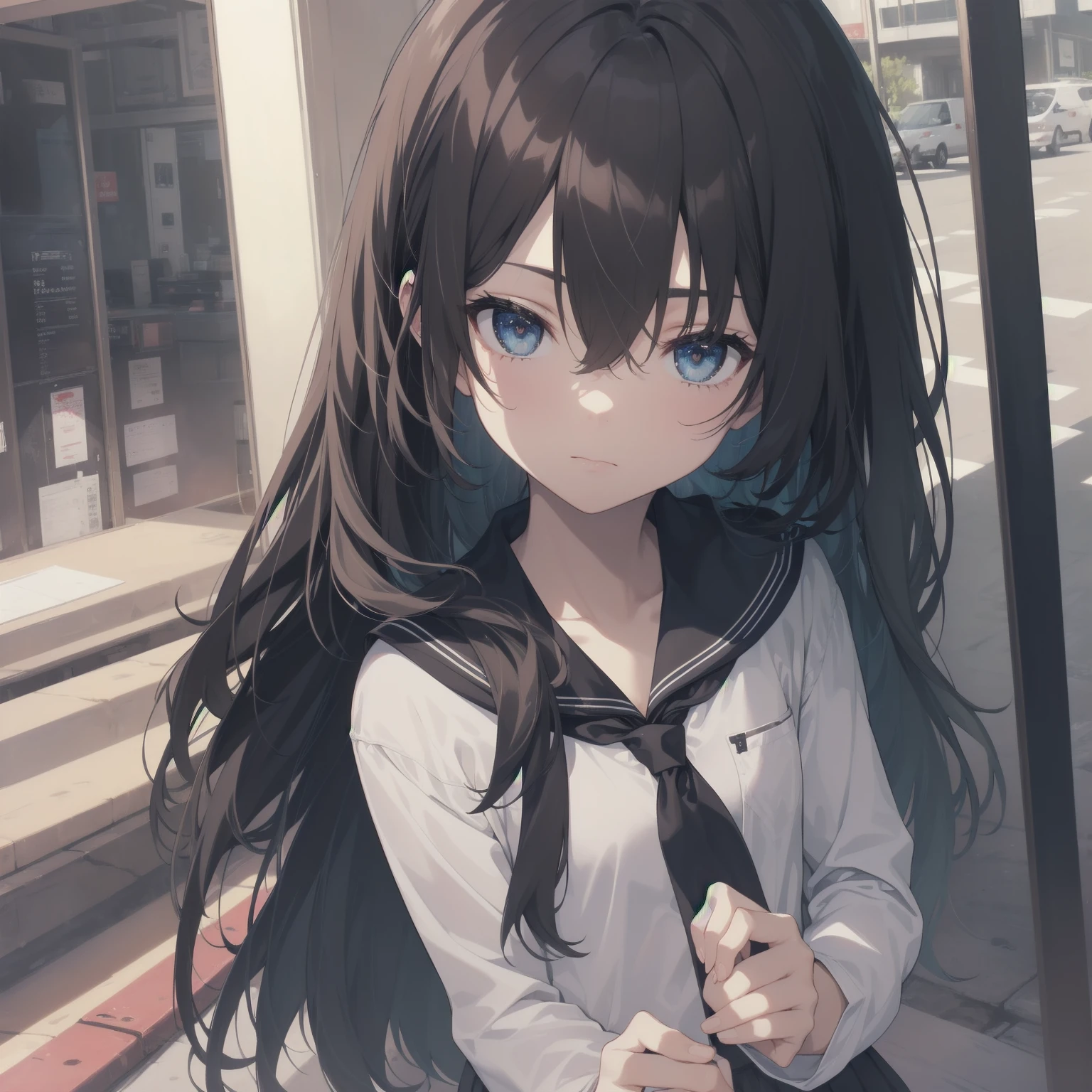 ultra-absurdres-Top quality by artist God, ultra-detailed, high resolution, anime moe artstyle, best anime 8k konachan wallpaper, pixiv contest winner, pool:2810, perfect anatomy,break, 1girl, (Please draw a girl walking sleepily to school alone. )break,(Solo,little female, 13-year-old:1.3),Full limbs, complete fingers,a junior high school student, (very short hair), short cut, flat chest, , small butt, small black eyes, beautiful detailed eyes, well-proportioned iris and pupils, expressive eyes, highres detailed hair, soft expression, salor school_uniform, sailor collar, serahuku, bow, pleated skirt,(Detailed Lighting), (Detailed background), in the School commute route. break,super detailed skin, Best cinematic lighting powered by famous artist, 8k,beauty illustration,photoshop_(medium),very aesthetic,break,((artist:yuuhagi_(amaretto-no-natsu) )), artist:clamp ,artist:carnelian ,artist:kantoku ,