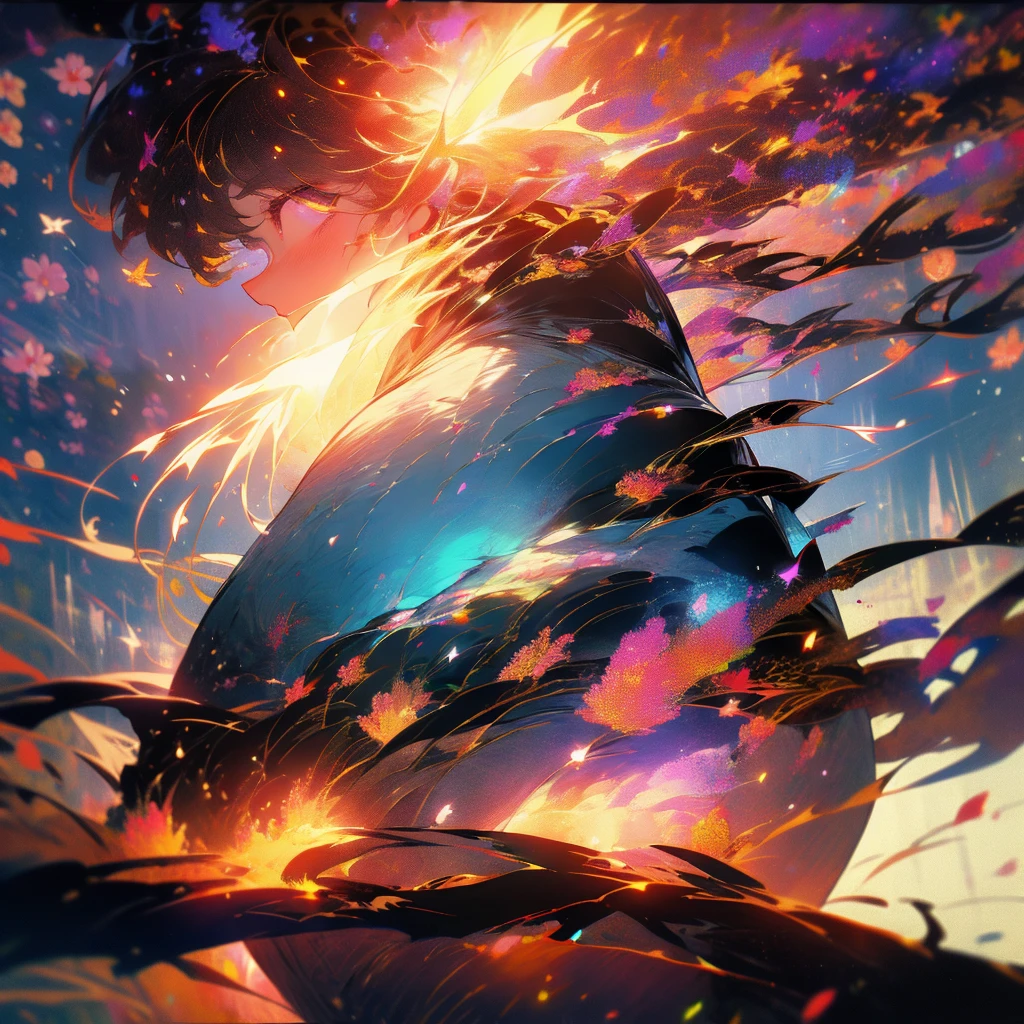 god々、Japanese clothing、woman、Floral、night、Best image quality、Fantasy、Landscape painting、god秘、firework、Fantasyな風景