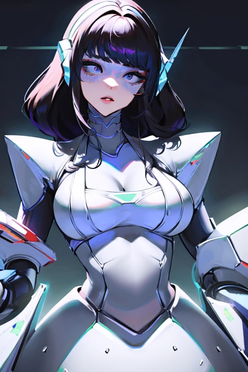 empty eyes,robotized woman ,big bust,Robot Joint ,Metal skin