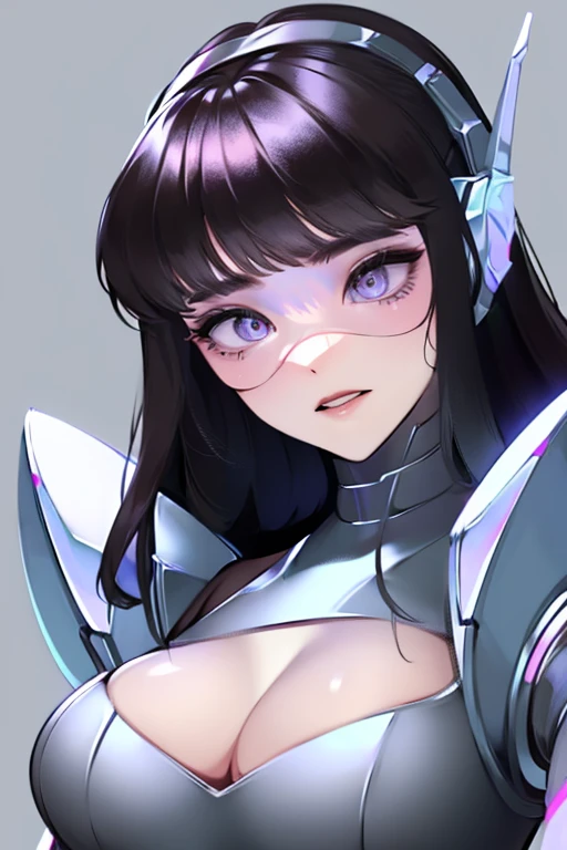 empty eyes,robotized woman ,big bust,Robot Joint ,Metal skin