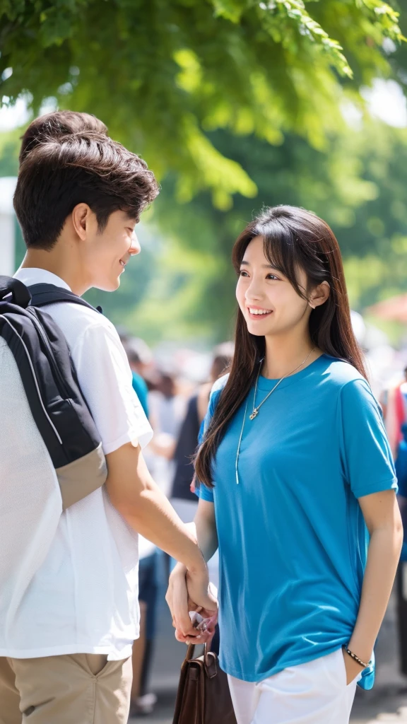 A refreshing summer day Men and women meeting