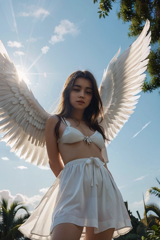 mulher arafa de seios nus, mamilos rosados, cabelos loiros, face with delicate features, porcelain skin, sentada na praia com asas no corpo, Asas Angelicais on her back, anjo largo shot, super anjo largo, anjo feminino bonito, massive angel wings, of anjo bonito, Anjo majestoso de corpo inteiro, beautiful Asas Angelicais, anjo bonito, Asas Angelicais, anjo largo, of an anjo bonito girl, asas de anjo grande bem abertas