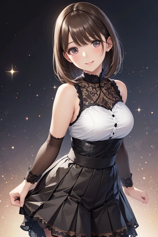 anegasaki nene、Shiny brown hair, short hair, (Beautiful brown eyes、Sparkling eyes, Fine grain)、smile、超detailedな目、非常にdetailedな顔, 非常にdetailedな目,


最high quality, masterpiece, High resolution, detailed, Digital Art,
Tabletop, Best image quality, high quality, Beautiful woman、Show your teeth and smile happily, Japanese, detailed, detailed eyes, detailed skin, Beautiful Skin, 超High resolution, (reality: 1.4),so beautiful, A slightly younger face, Beautiful Skin, thin, (High resolution), (8k), (非常にdetailed) (Beautiful and detailed eyes), (非常にdetailed), 
((Sleeveless black lace shirt、BREAK Brown long skirt:1.2))、Very good、, (wallpaper), (detailed face), View your audience, Fine details, detailed face, sad, Look straight ahead, Look straight ahead, Angle から waist up, Photo realistic, Bright lighting, Professional Lighting, Mature Woman, Brown Hair, 