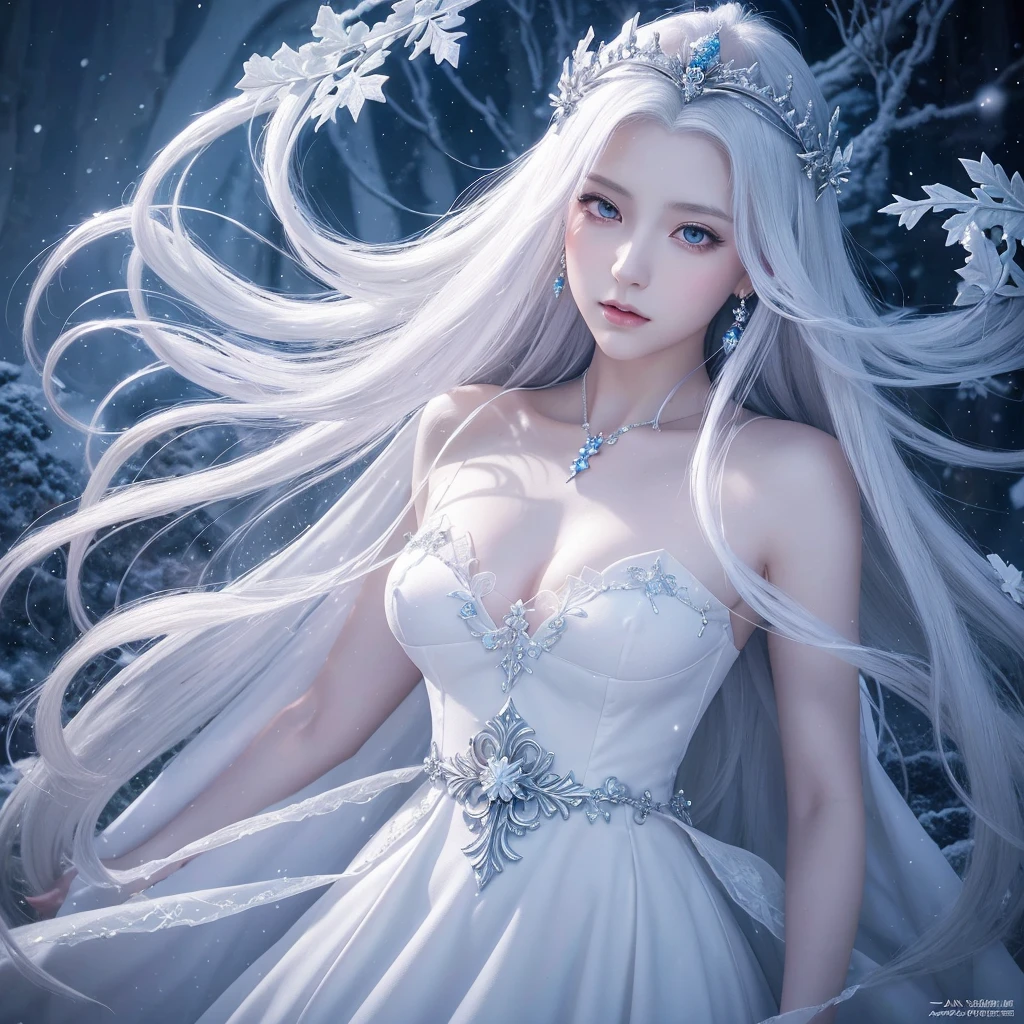 anime image of a woman in a white dress holding a sword, ((a beautiful fantasy empress)), high detailed official artwork, queen of winter, goddess of winter, anime key visual of elegant, detailed key anime art, portrait of magical girl, white haired deity, official art, official anime artwork, beautiful ancient frost witch, stunning arcanum backdrop, beautiful fantasy anime