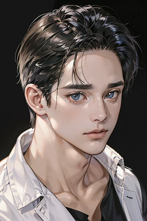 (Best quality,4K,8K,a high resolution,masterpiece:1.2),ultra detailed,(realistic,photorealistic,photo-realistic:1.37),39 year old man,Beautiful anime,portraits,strong,masculine,dark hair,Sharp jawline,Mesmerizing eyes,Perfectly styled hair,confident expression,bright colors,dynamic lighting,Brown eyes,(Black T-shirt),(dark skin),((mature man, man 40 years old)), (square jaw)