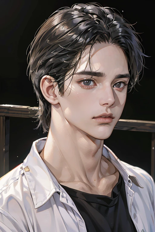 (Best quality,4K,8K,a high resolution,masterpiece:1.2),ultra detailed,(realistic,photorealistic,photo-realistic:1.37),39 year old man,Beautiful anime,portraits,strong,masculine,dark hair,Sharp jawline,Mesmerizing eyes,Perfectly styled hair,confident expression,bright colors,dynamic lighting,Brown eyes,(Black T-shirt),(dark skin),((mature man, man 40 years old)), (square jaw)