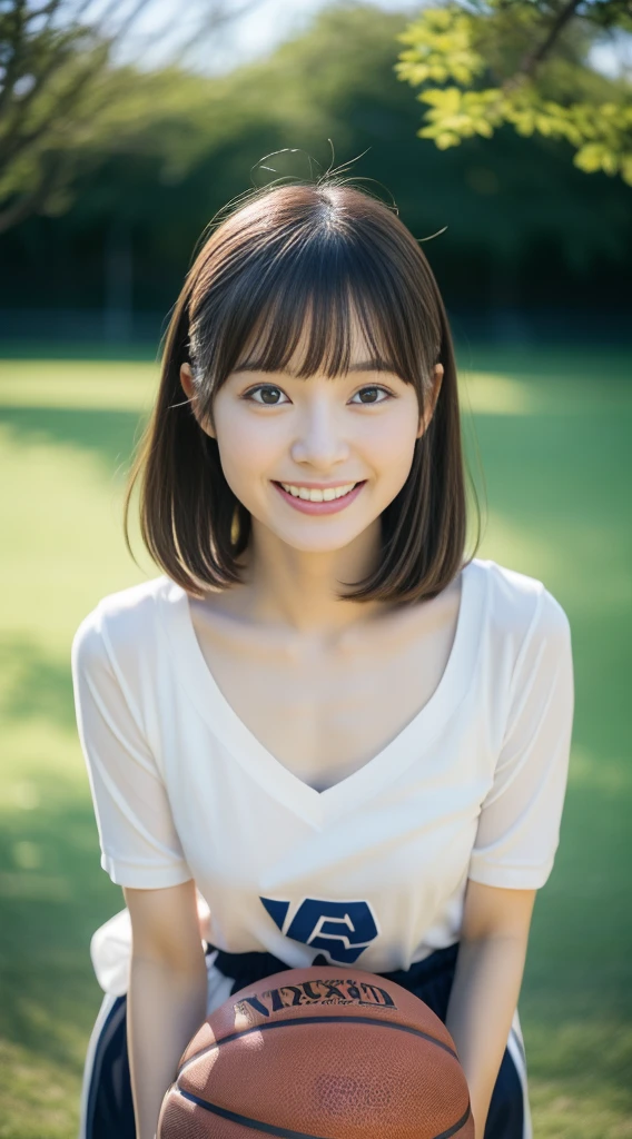 (Background during a basketball game),Asian woman naked, (Photorealsitic:1.2), (Anatomically correct), (Reflecting the whole body), (longshot),A smile,half-pants, closeup portrait shot, Refreshing young Japan woman, Cute gravure idol, full-body xianxia, nffsw, masutepiece, awardwinning, 8K, Best Quality, assist々Kiki, Kana Hashimoto, Mai Shiraishi, Nishino Nanase, Mayu Watanabe, Yuki Yoda, assist々xylophone, awardwinning, nffsw, masutepiece, Anatomically correct, At 8K,perfect-composition,Photographed by a professional photographer