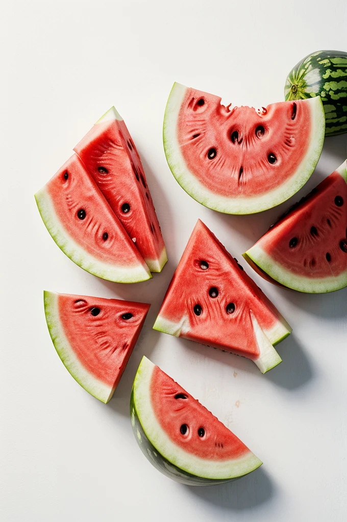 Type in the form of peeled watermelons; the word Sandia King; isolated on white background; top view