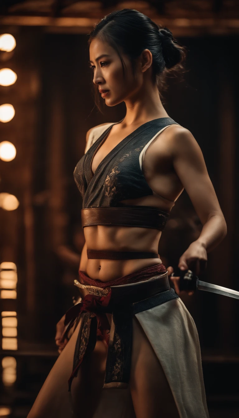 Samurai Swordsman woman In underwear Full body sexy underwear Full body sexy