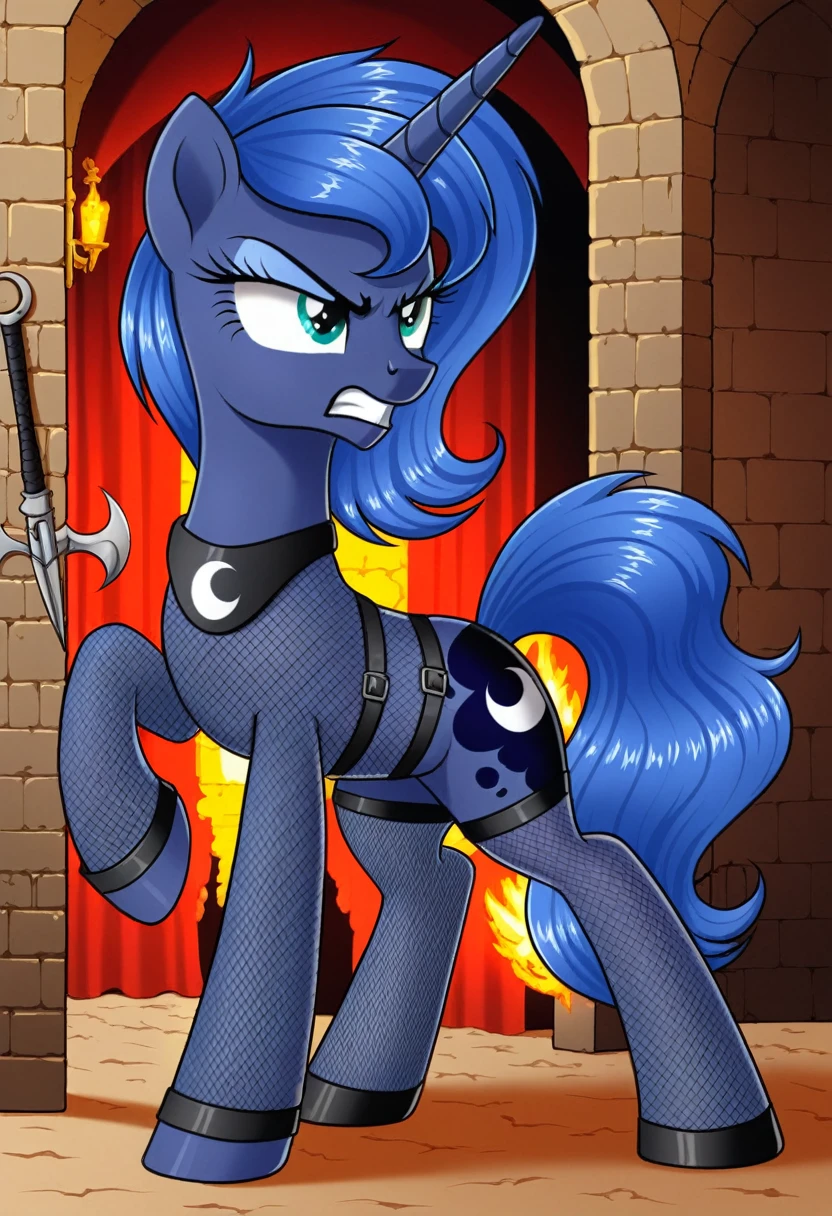 Pony  angry  Princessa luna in   in fishnet tights  b locked in a dungeon