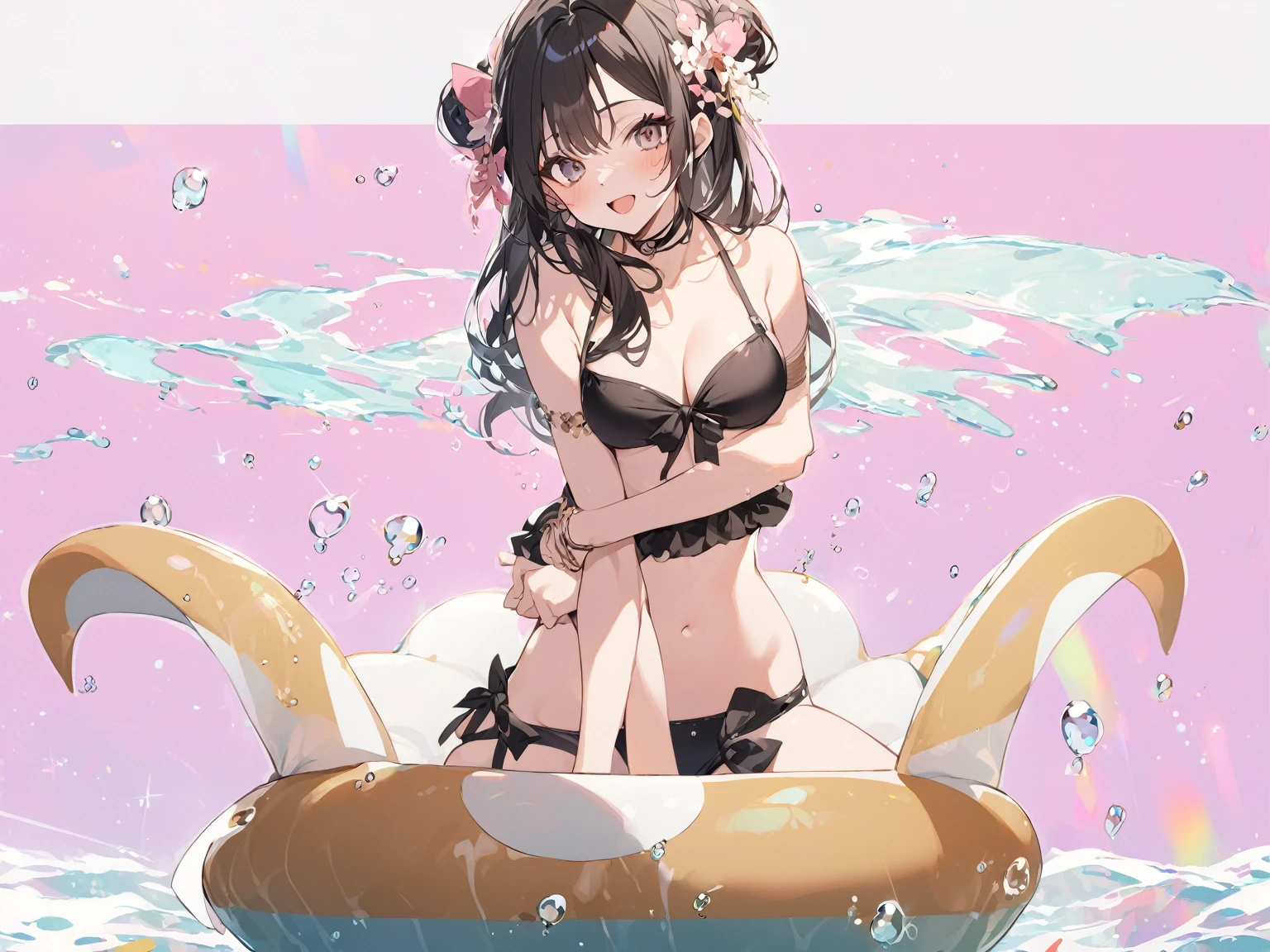 Black Hair Swimwear