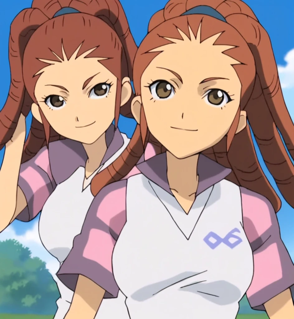 score_9, score_8_superior, score_7_superior, score_6_superior, score_5_superior, score_4_superior, sauce_anime, One girl, Midou Reika, Dreadlocks, Long Hair, High Ponytail, Brown eyes, Pause, smile, View your viewers, 　Big Breasts　ballerina　ballet　Anne O　heart　Infatuated　Dance Together