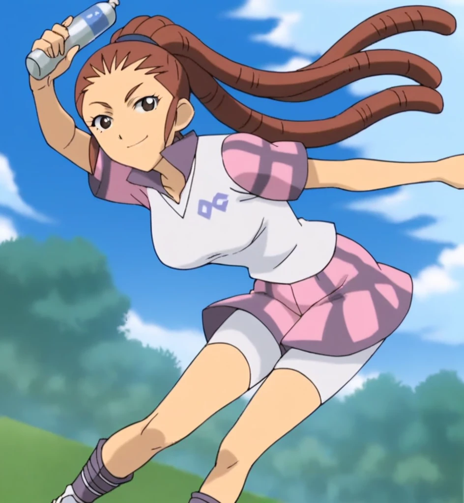score_9, score_8_superior, score_7_superior, score_6_superior, score_5_superior, score_4_superior, sauce_anime, One girl, Midou Reika, Dreadlocks, Long Hair, High Ponytail, Brown eyes, Pause, smile, View your viewers, 　Big Breasts　ballerina　ballet　Anne O　heart　Infatuated　Dance Together