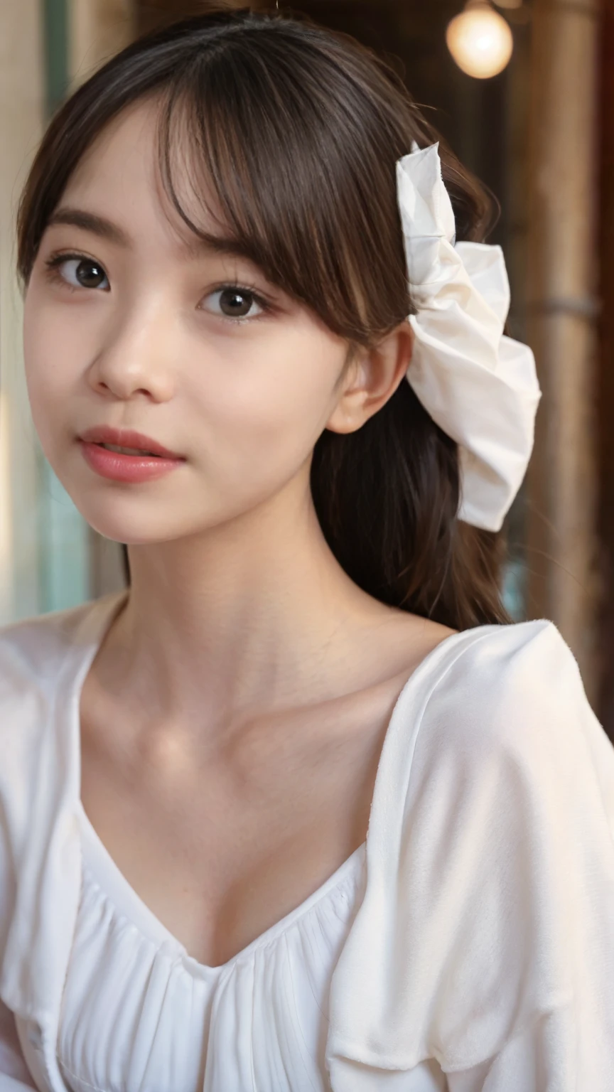 (((Highest qualityで、Very detailedな)))Ultra-high resolution close-up image of a face,length, Straight black hair frames her face,You can clearly see each and every hair、((Depicts subtle color changes depending on the amount of light hitting the subject,The skin is white and smooth、Natural shine,Fine skin、Expressing the fine details of pores)),Detail of slight redness on forehead and cheeks,eyes are light brown,(((Iris detail、Expressing color gradations and patterns))),length, Natural Eyelashes, Each is visible,well-groomed eyebrows、眉毛やまつ毛のpersonal々The hair is clearly visible,Light reflects off the eyes、Create small highlights,The nose is delicate、Fine detail on the nostrils,唇はふっくらとして自然なpink色,Draws fine lines and soft curves of the lips,Shiny、Accentuate the shape,Detailed depiction of lip texture,Special attention is paid to the depiction of light and shadow.,Soft natural light gently illuminates your face from the front,A slight glow on the forehead, nose and cheeks,The shadows are softly cast along the contours of the face.、Accentuates the curves of your cheekbones, Side of chin and nose,Her lip gloss reflects the light subtly.、Emphasizes plump texture,The shadows in the hair add depth and dimension、personal々Hair sparkles in the light,The background is simple and blurry、Focus on the face,Highest quality, Realistic, Realistic, Very detailed, Very delicate and beautiful, RAW Photos, Professional Lighting, Facial Lighting, Written boundary depth, Single Focus, whole body, 20-year-old woman, (night, Beach, Starry Sky: 1.4), Brown Hair, Brown eyes, Small Head, ((Big Breasts)), Stylish girl, Beautiful Eyes, True Face, Real Skin, Realistic face, Realistic skin, fine grain, Detailed facial features, Detailed clothing features, (Fashionable clothes: 1.3 ), (Trendy hairstyles: 1.3) Dynamic pose, View your audience, Face and chest detail, (Pyros Face_v1:0.33), (Urzan-6500:0.33),Japanese high school girls posing in the schoolyard in the evening。She is wearing a white shirt and a navy blue pleated skirt..、Wearing a red ribbon tie。Shirt sleeves are slightly turned up、A simple silver bracelet gleams on her wrist., Visible from the sleeve.。The model is naturally straight, 肩までのlengthの黒髪.、前髪は眉毛より少し上くらいのlengthにしてください。Her skin is so white it's almost transparent、Gives a healthy glow。 There is a large schoolyard in the background..、You can see rusty iron bars and playground equipment..。The sky is dyed in the sunset、orange、pink、A beautiful purple gradation spreads out.。There is a large cherry blossom tree behind the model..、Leaves swaying in the wind。Weeds growing at my feet.、Give a sense of reality。 The lighting is soft and natural, Gently embrace the model.、Warm colors illuminate her face and uniform..。She has a natural smile、Her left hand is gently lifting the edge of her skirt。Place your right hand on your hip、A relaxed yet confident pose.。Her eyes are on the camera、She has a pure and bright look.。 whole、若さの爽やかさとnightの落ち着いた雰囲気の融合.、The aim is to create an elegant yet approachable photographic image..。