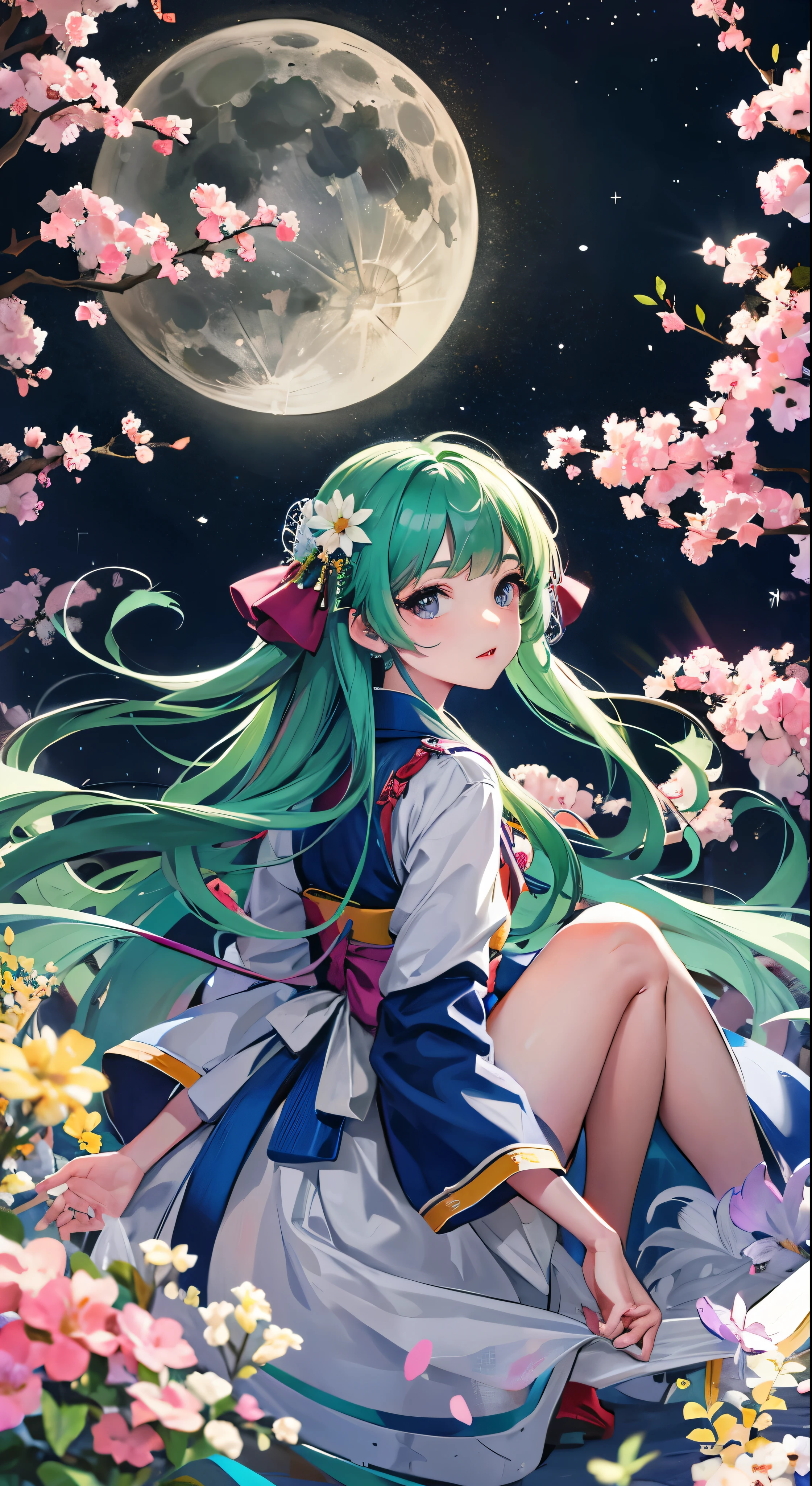 Highest quality、high_resolution、distinct_image、Detailed Background、girl、Hanbok、flower、garden、moon、night、Dutch Angle、Wide Shot、Crown、
Ghibli-style images