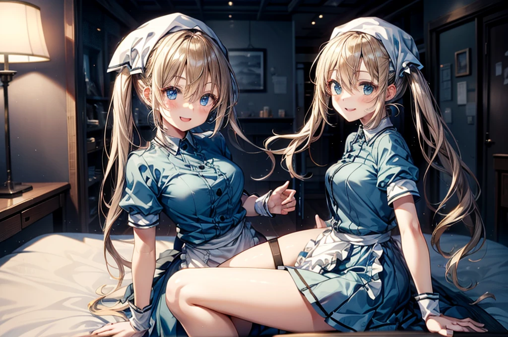 (Tabletop, Highest quality:1.2), Cowboy Shot, alone, One Girl, Kaho Hyuga, smile, View your viewers, Holding Tray, Twin tails, Head scarf, Maid, Frills, Blue Shirt, Waist apron, Puff short sleeves, Blue Skirt, Thighs Thighs Thighs Thighs, White glow,
One Girl, Sex, On the bed, throw, , Mission Grab, Missionaries, Tabletop, Highest quality,Mission Grab,Doggie Grab,kawashiro nitori