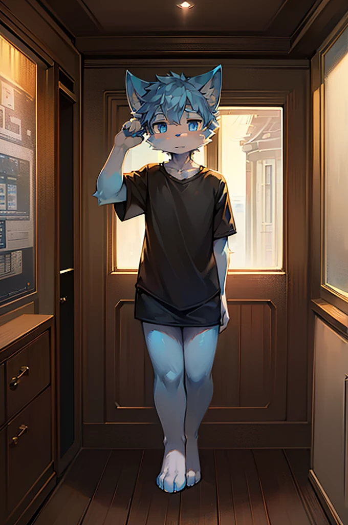 One、Wearing no clothing、Coming out of the live venue、Hiding his body with his arms、Light blue hair、Standard Bust Size、Expressionless and dead eyes、Feeling embarrassed、With tears in their eyes、Wearing a flower ornament on her head、Nipples、Pussy