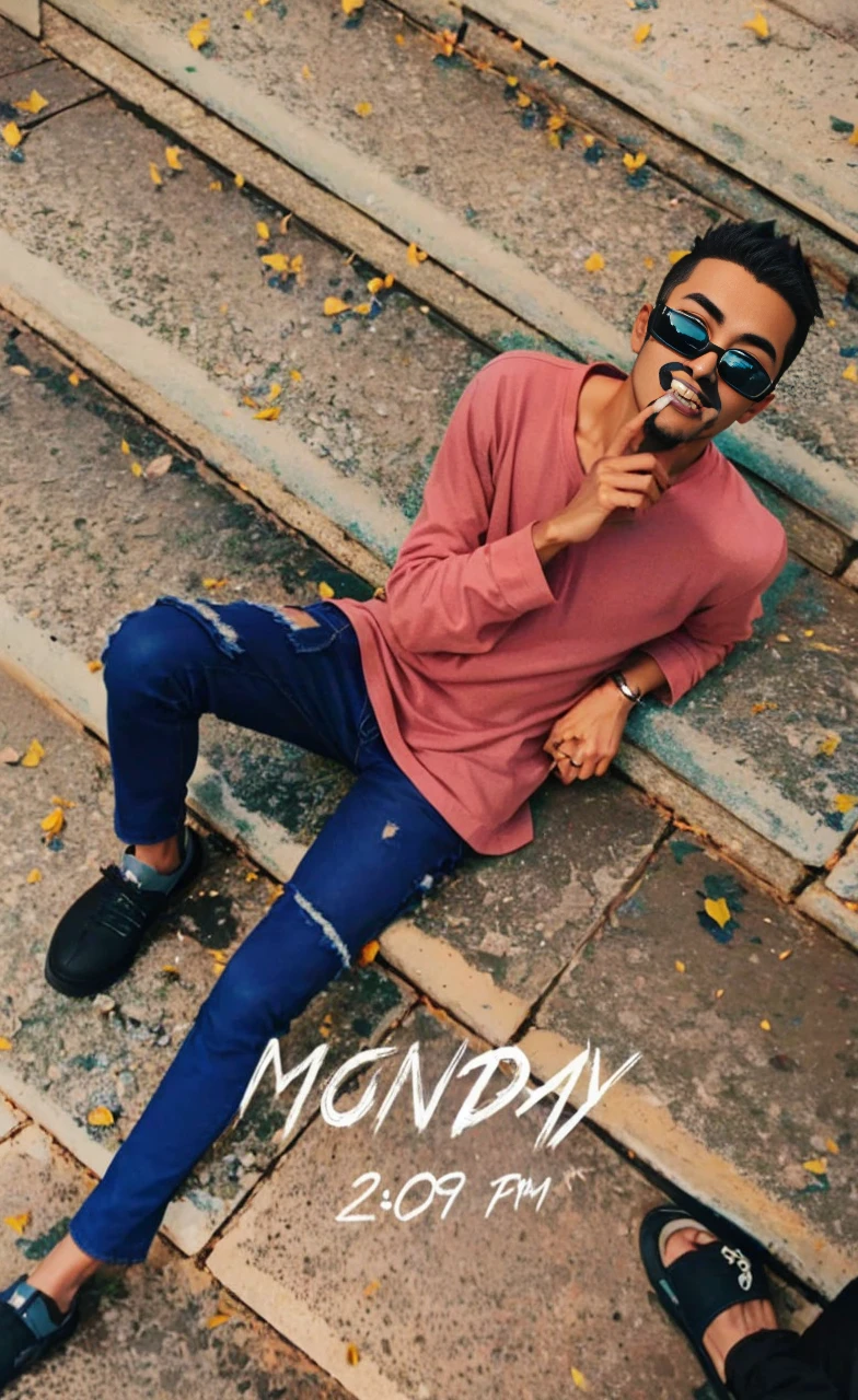 A cool college student, (mascle), ((fade hair style)), wear gray coat, Plain white t-shirt, black jeans ,((greenery background)),(anime styling), (Cinematic lighting), (ray tracing), ((reflection light)), atmosphric perspective, master part, precise, ((best quality)), high qualiy, super detaill, High details, anatomically correcte, Cao Cao, 1080P,without glasses