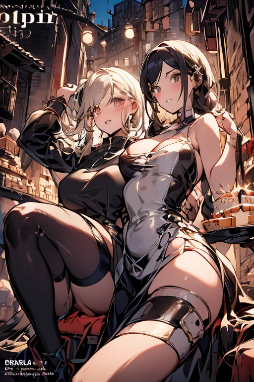 Big Breasts　Black Lingerie　Black garter belt　Maid　Black high heels　Bare your chest　Huge breasts：１．４　Very large breasts　Silver Hair　Alley　Big eyes　Very strong highlights　Drooling　Ahegao　Intense Sex　Looks so comfortable　69　Cum on face　Lewd　Nipple piercing　Intense　Ecstatic expression